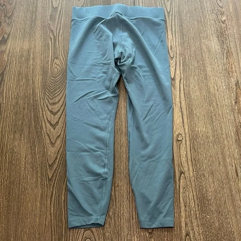 Nike Womens Cropped Leggings Mid Rise Elastic Waist Pull-On Stretch Blue Size M